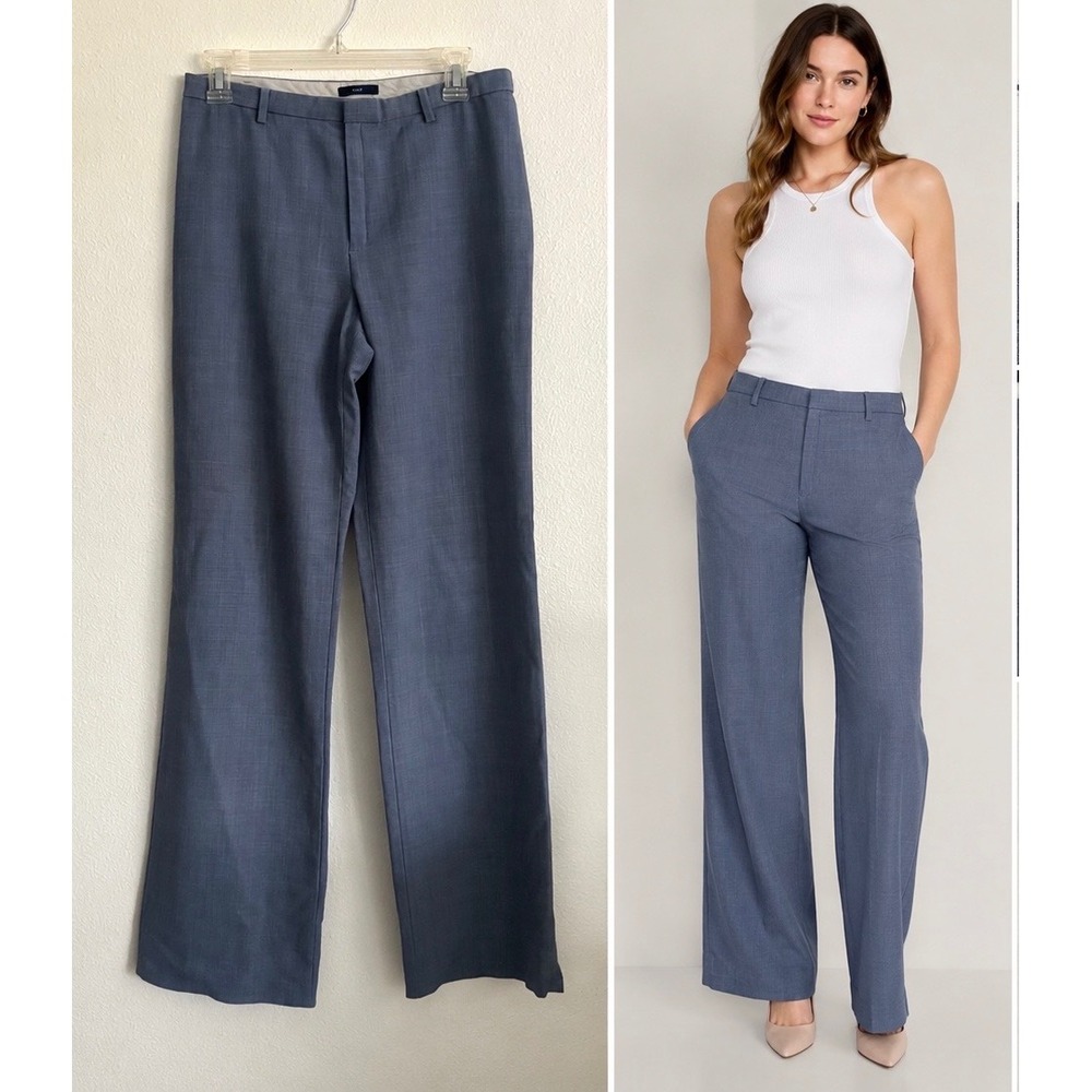 GAP Women's Wool Blend Trouser Pants Size 8 Blue Gray Straight Leg Workwear